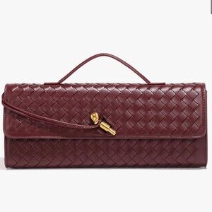 COLOR OF FALL- Burgundy Woven Leather Purse